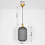Retro hanglamp Doran van geribbeld glas - grijs en goud