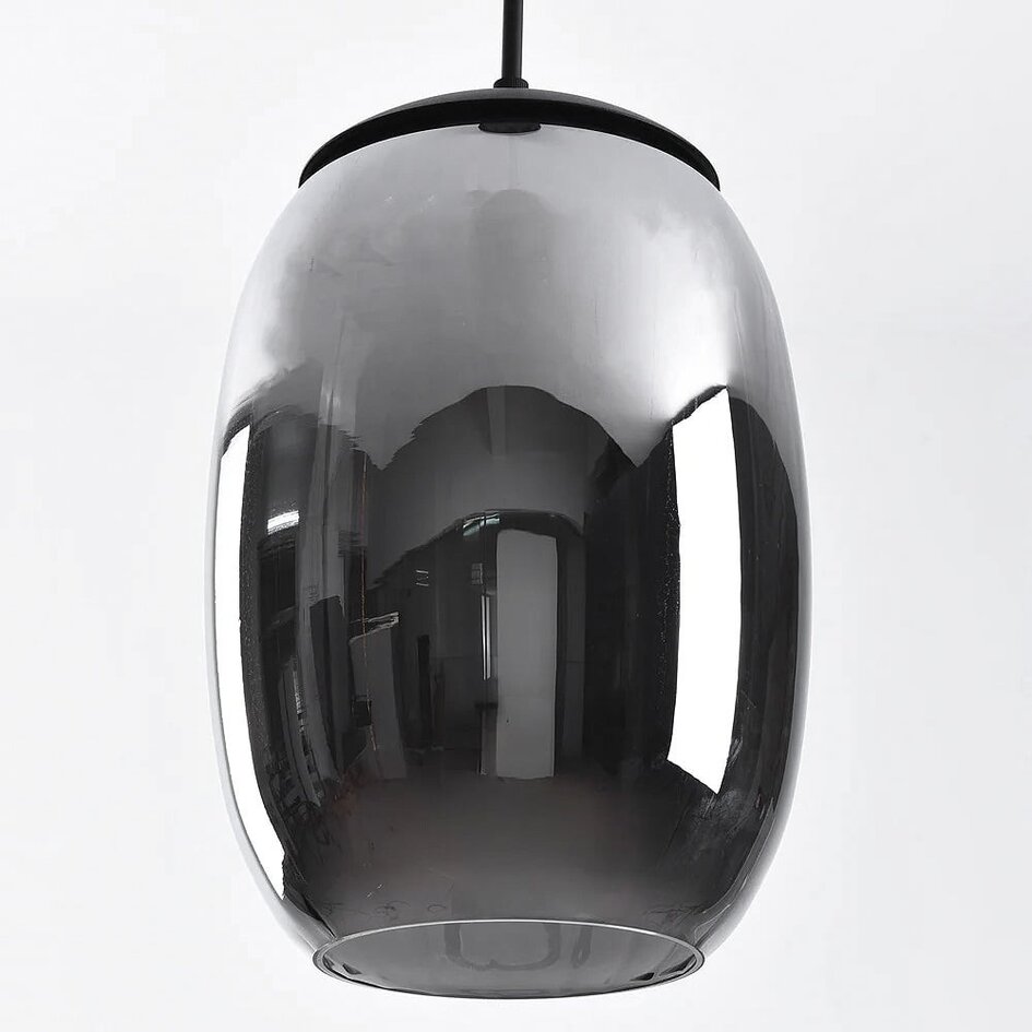 Lampe suspendue noire Nadine avec verre gris fumé et gradation à 3 niveaux