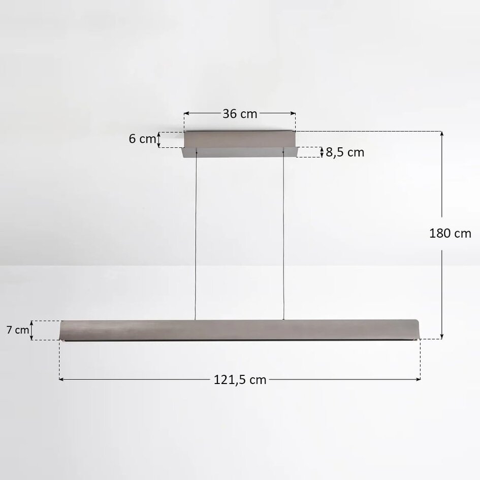 Suspension Miyo à intensité variable - gris brossé avec LED intégrée