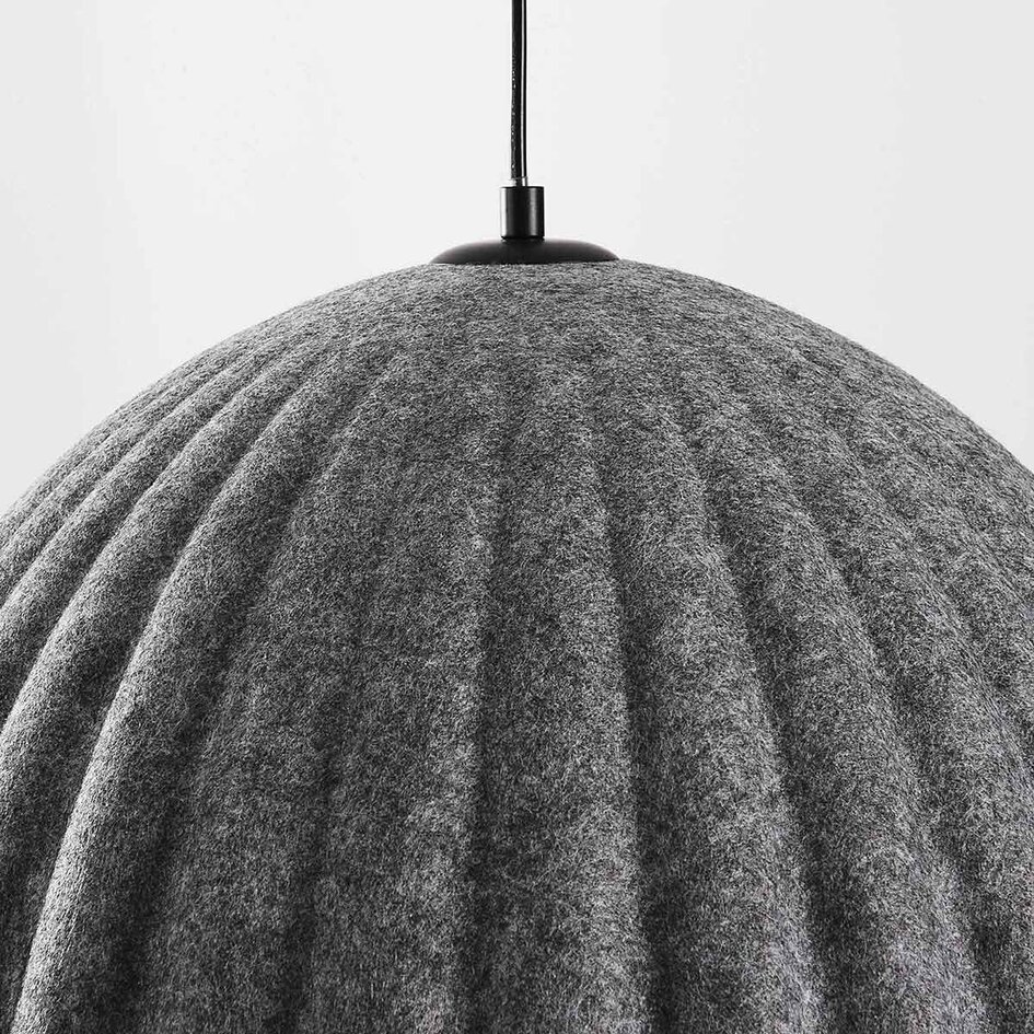 Hanglamp Siza met gevouwen grijze textiellook – Ø55 cm