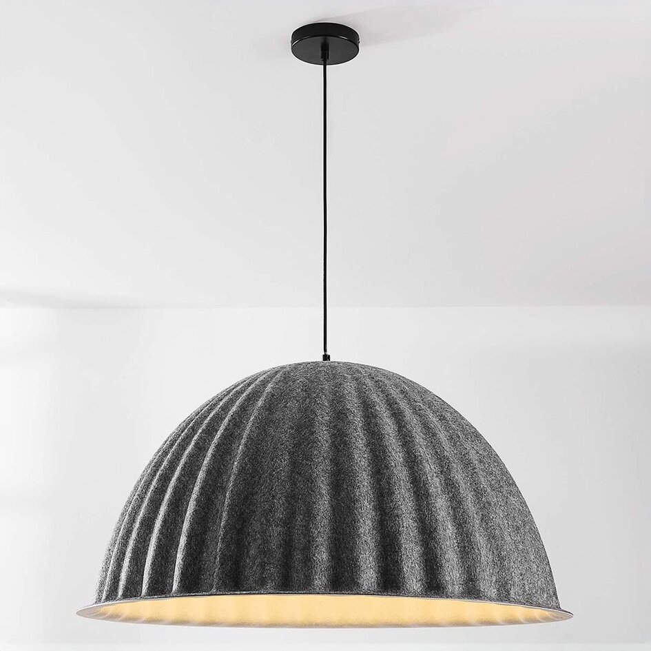 Hanglamp Siza met gevouwen grijze textiellook – Ø77 cm