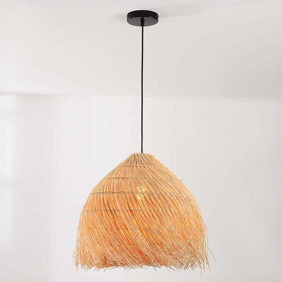 Boho hanglamp Yori van rotan met speels fringe design – Ø40 cm