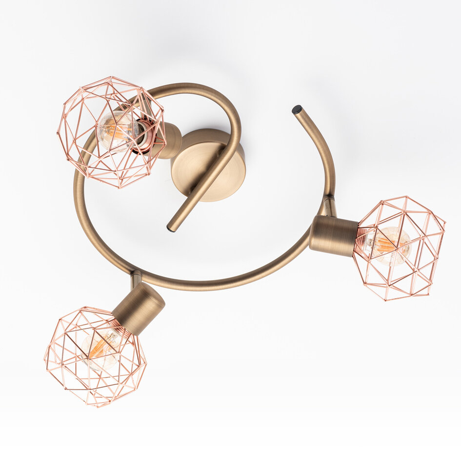 Koperkleurige plafondlamp 3-lichts - Russet