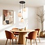 Design hanglamp Marbelle zwart met marmerlook glas 3-lichts