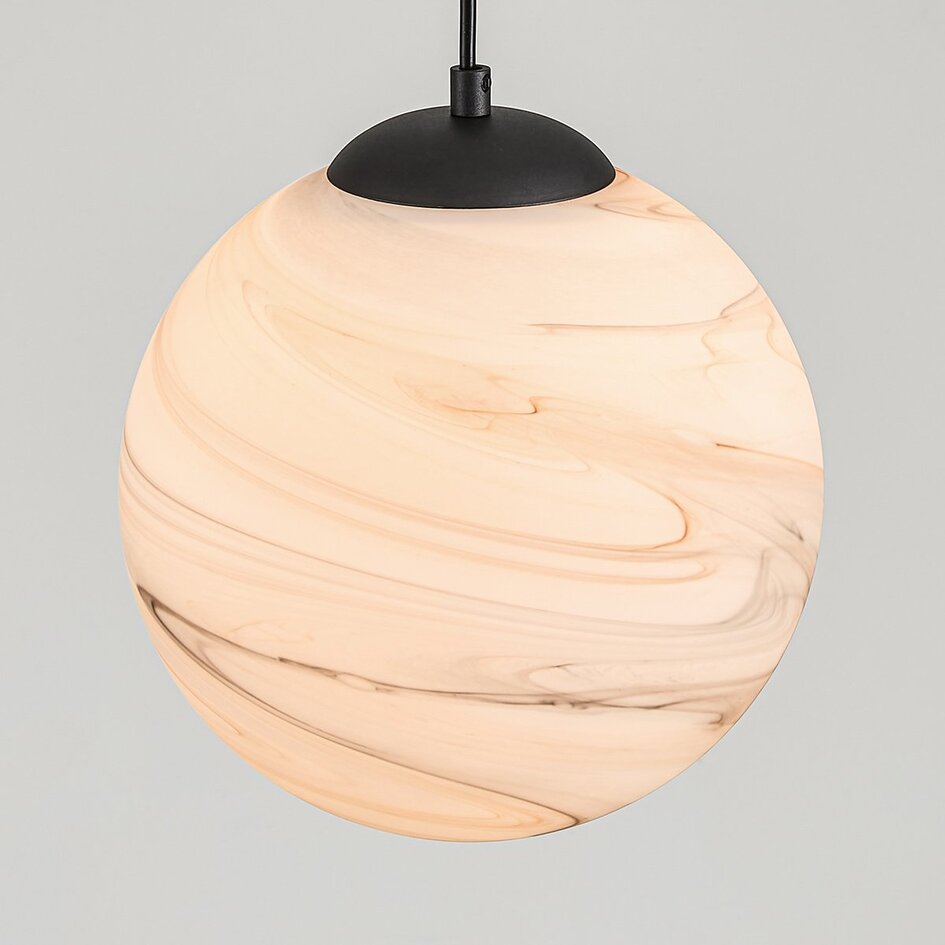 Suspension à 1 lumière Marbelle noire avec verre aspect marbre