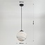 1-lichts hanglamp Marbelle zwart met marmerlook glas