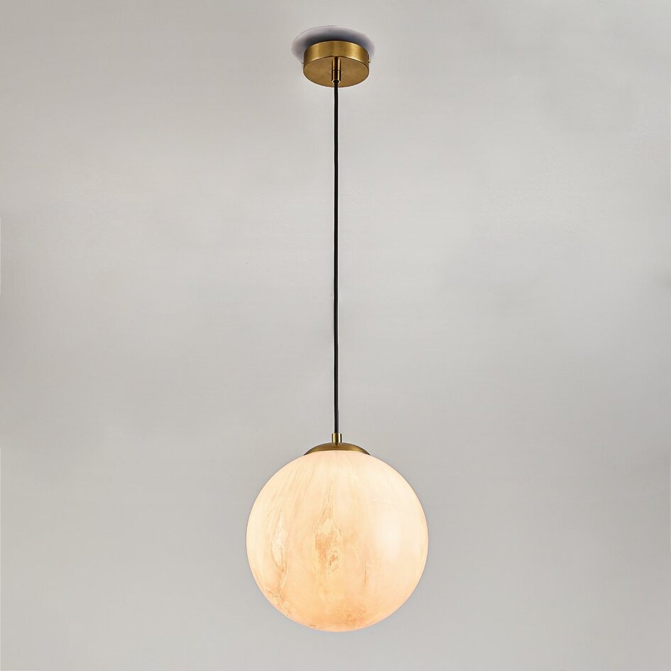 Suspension Tessra - verre aspect marbre et laiton doré