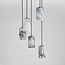 Suspension Vetra à 5 lumières - verre aspect marbre, laiton doré et noir