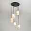 Suspension Vetra à 5 lumières - verre aspect marbre, laiton doré et noir
