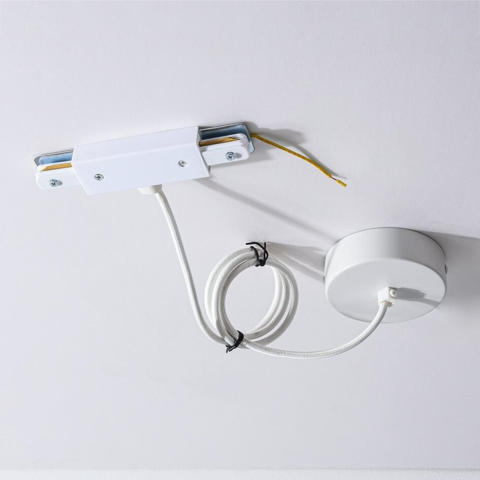 Alimentation centrale double face pour système de rails monophasé – noir ou blanc