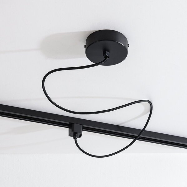 Alimentation pour système de rails monophasé avec capot de plafond – noir (rond ou carré)