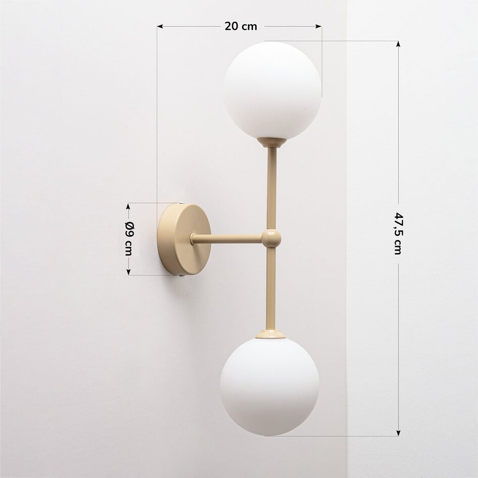 Moderne beige wandlamp Runda met melkwit glas, 2-lichts