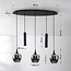 5-lichts hanglamp Eloi met drie rookglazen kappen en twee GU10 spots