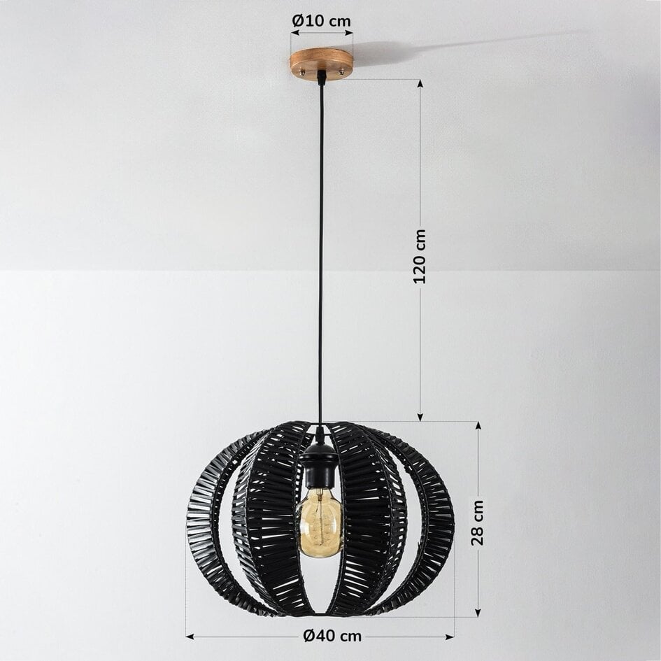 Hanglamp Celina - zwart met rotanlook