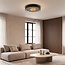 Plafondlamp Cercul Ø40 cm zwart met grijs steeneffect, bladgoud-effect en 3-staps dimbaar
