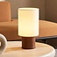 Lampe à poser Koja aspect noyer avec abat-jour en tissu