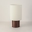 Lampe à poser Koja aspect noyer avec abat-jour en tissu