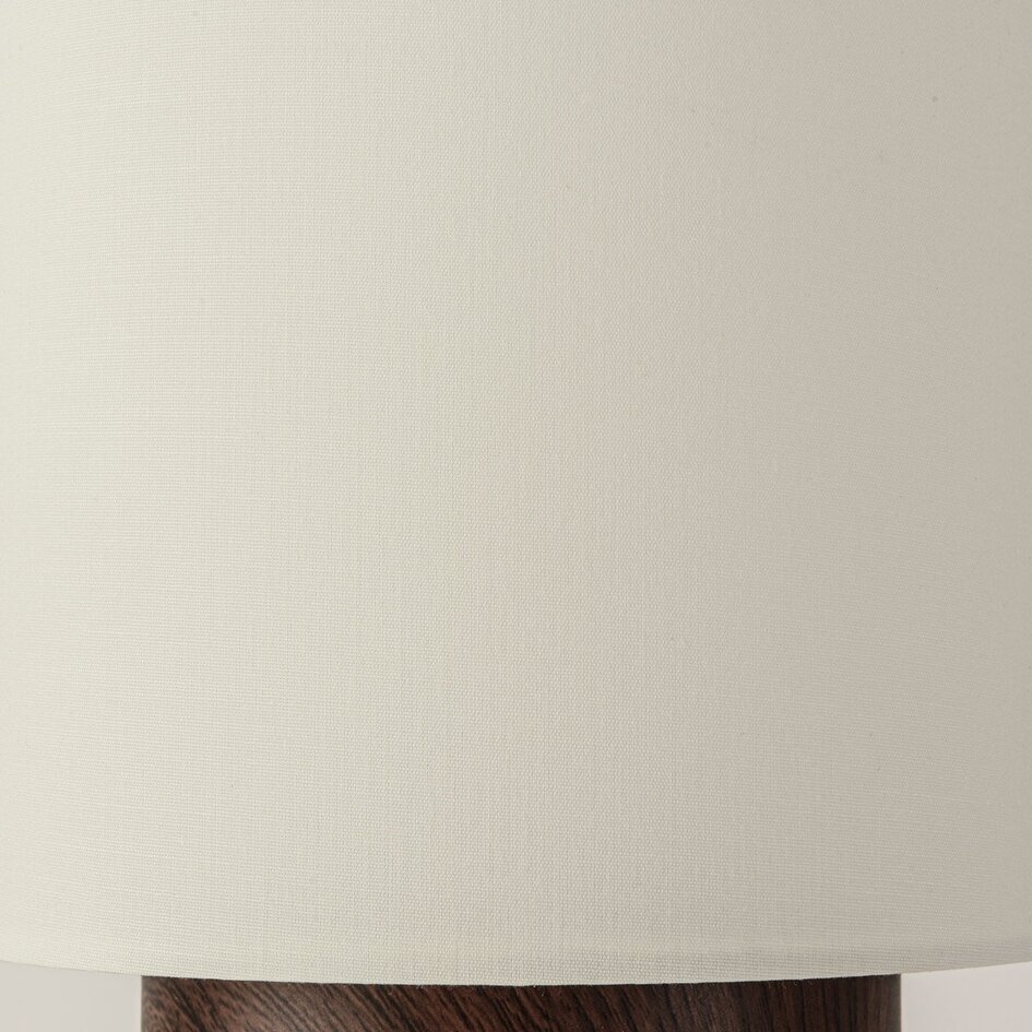 Lampe à poser Koja aspect noyer avec abat-jour en tissu