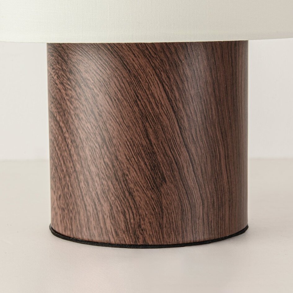 Lampe de table Koja avec aspect noyer et abat-jour en tissu