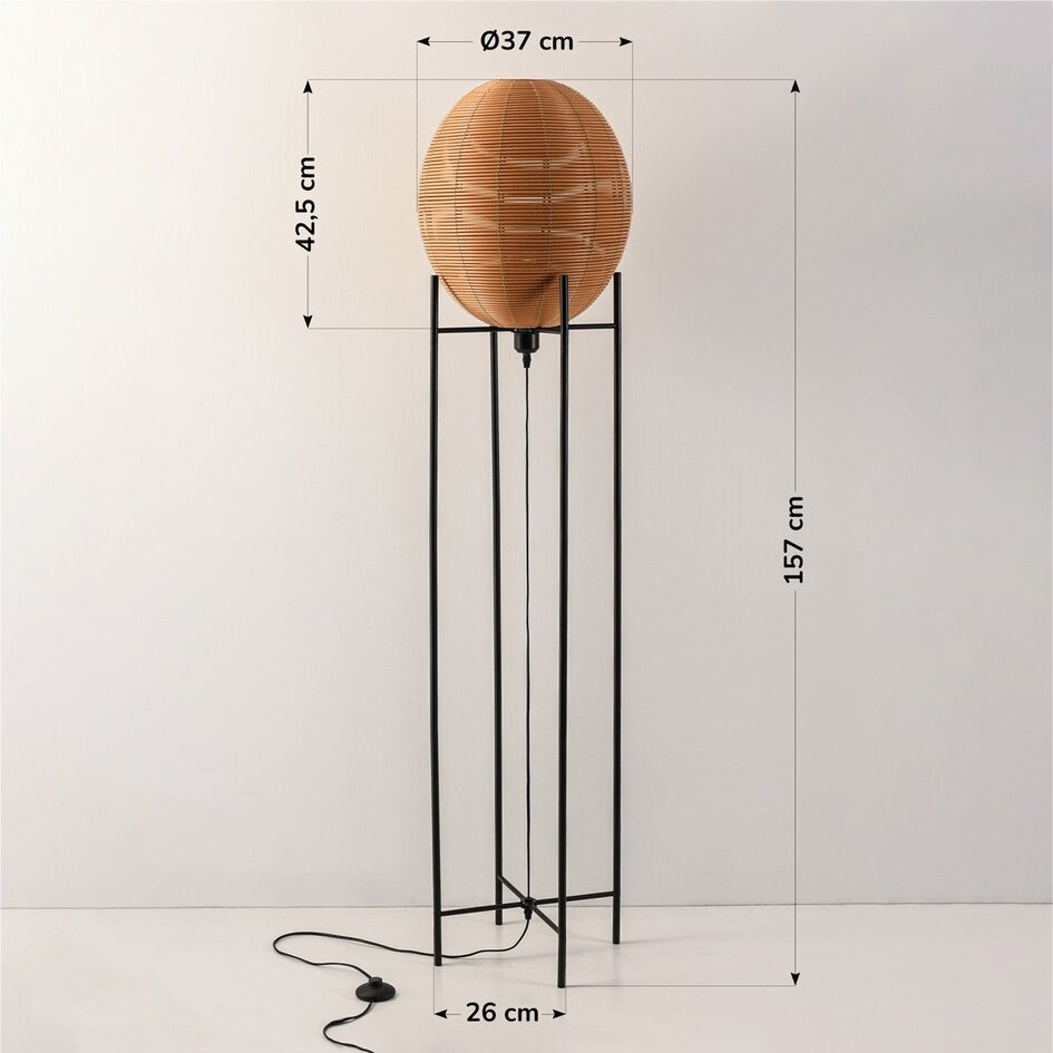 Lampadaire noir Alera aspect rotin