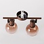 2-lichts draaibare plafondlamp Phiene met bruin ombre-glas