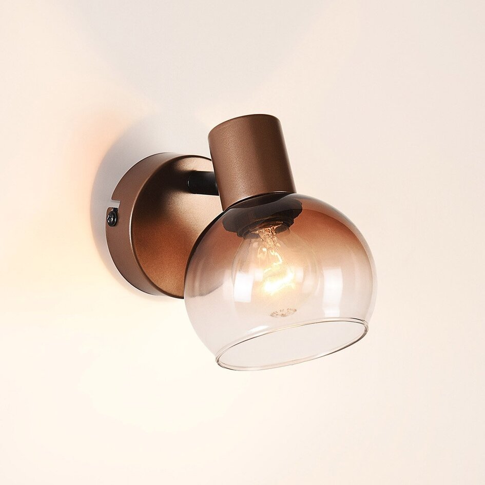 Draaibare wandspot Pilou met bruin ombre-glas