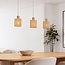 3-lichts hanglamp Carrizo in beige met geweven papiertouw