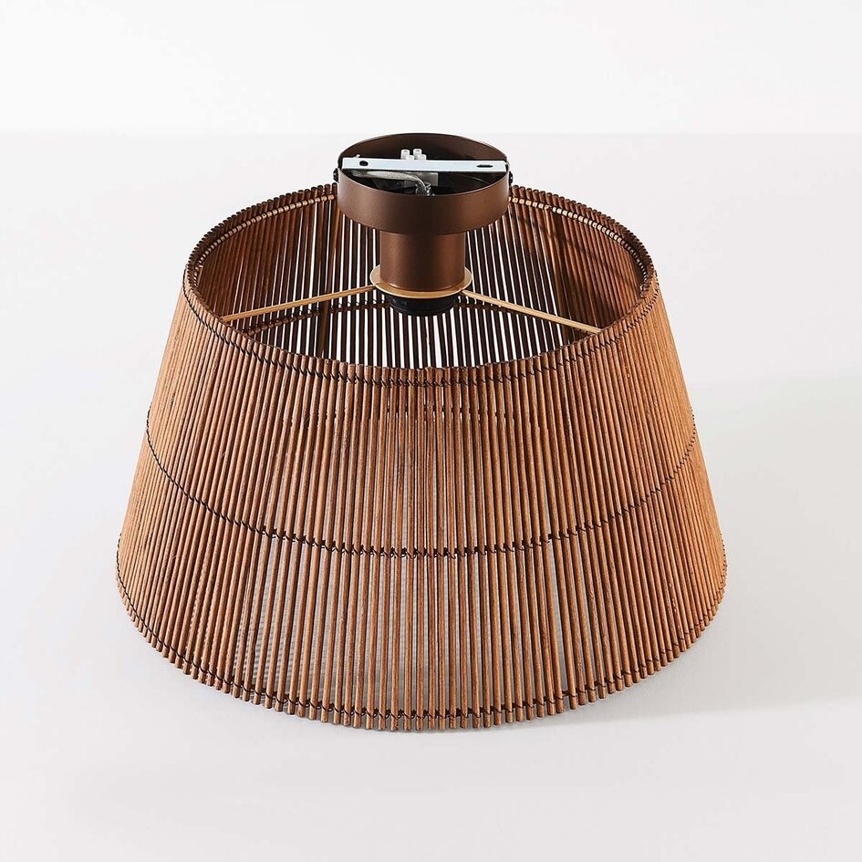 Plafonnier Tami en bronze chaud avec abat-jour en bambou