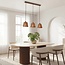3-lichts hanglamp Veya met met naturel bamboe kappen en warm brons