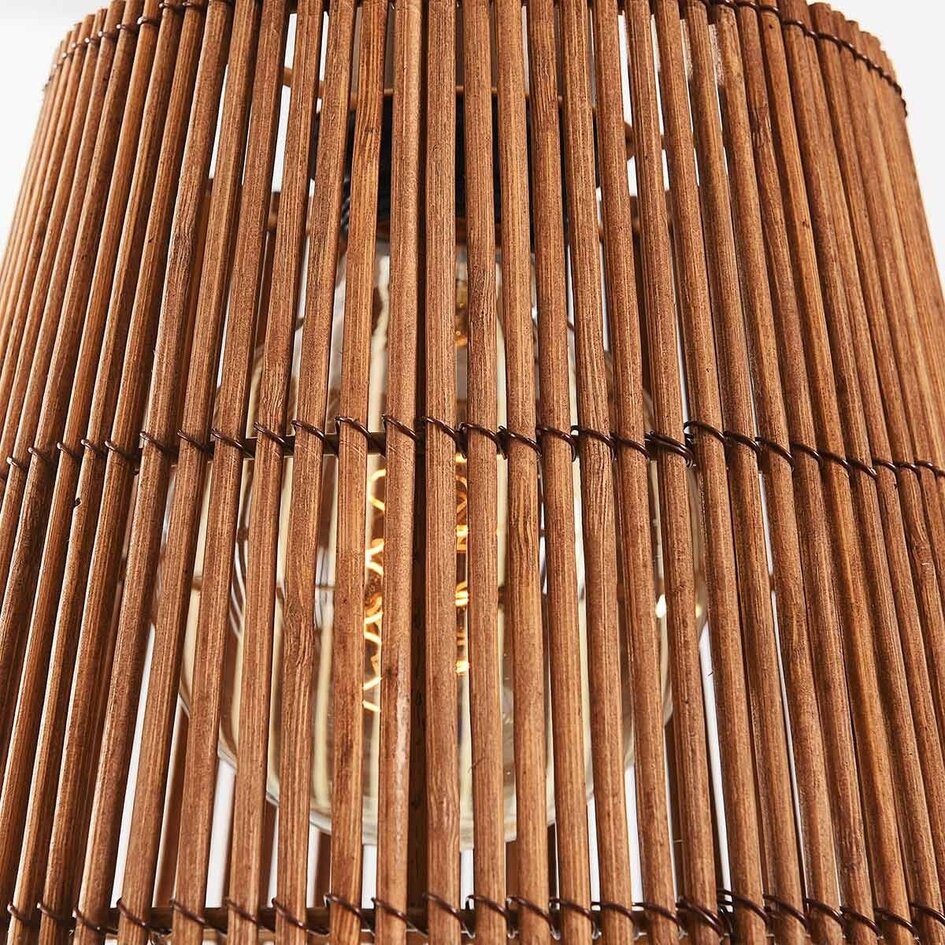 Suspension à 3 lumières Veya avec abat-jours en bambou naturel et bronze chaud