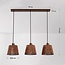 3-lichts hanglamp Veya met naturel bamboe kappen en warm brons
