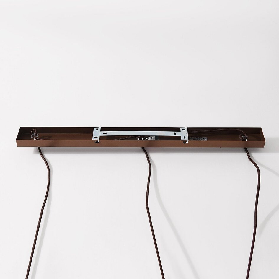 3-lichts hanglamp Veya met naturel bamboe kappen en warm brons