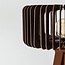 Vloerlamp Oakly met houten driepoot en lamellenkap in walnootlook