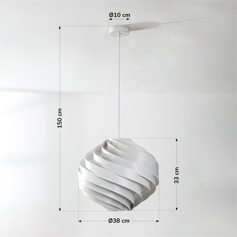 Witte hanglamp Perla met gelaagd design van ijzer