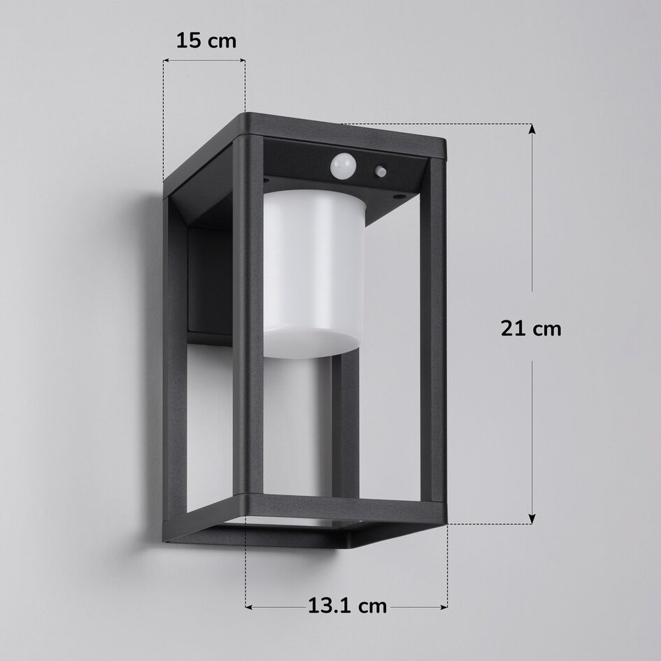 Solar buitenwandlamp met sensor zwart - Lucian