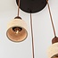 3-lichts Japandi hanglamp Muro van travertin (natuursteen) en hout