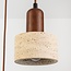 3-lichts Japandi hanglamp Muro van travertin (natuursteen) en hout