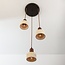 3-lichts Japandi hanglamp Muro van travertin (natuursteen) en hout