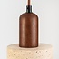 3-lichts Japandi hanglamp Muro van travertin (natuursteen) en hout