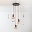 3-lichts Japandi hanglamp Muro van travertin (natuursteen) en hout