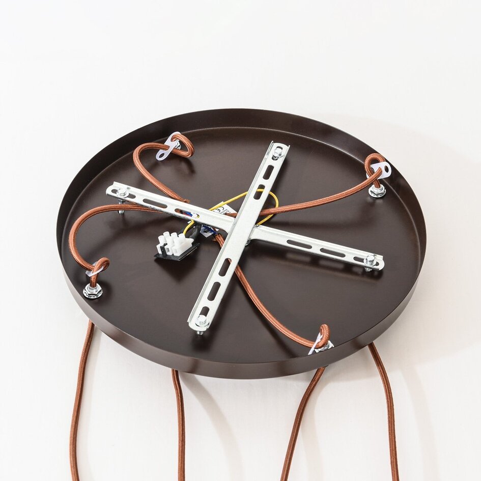 Suspension Japandi Muro en travertin (pierre naturelle) et bois, 4 lumières