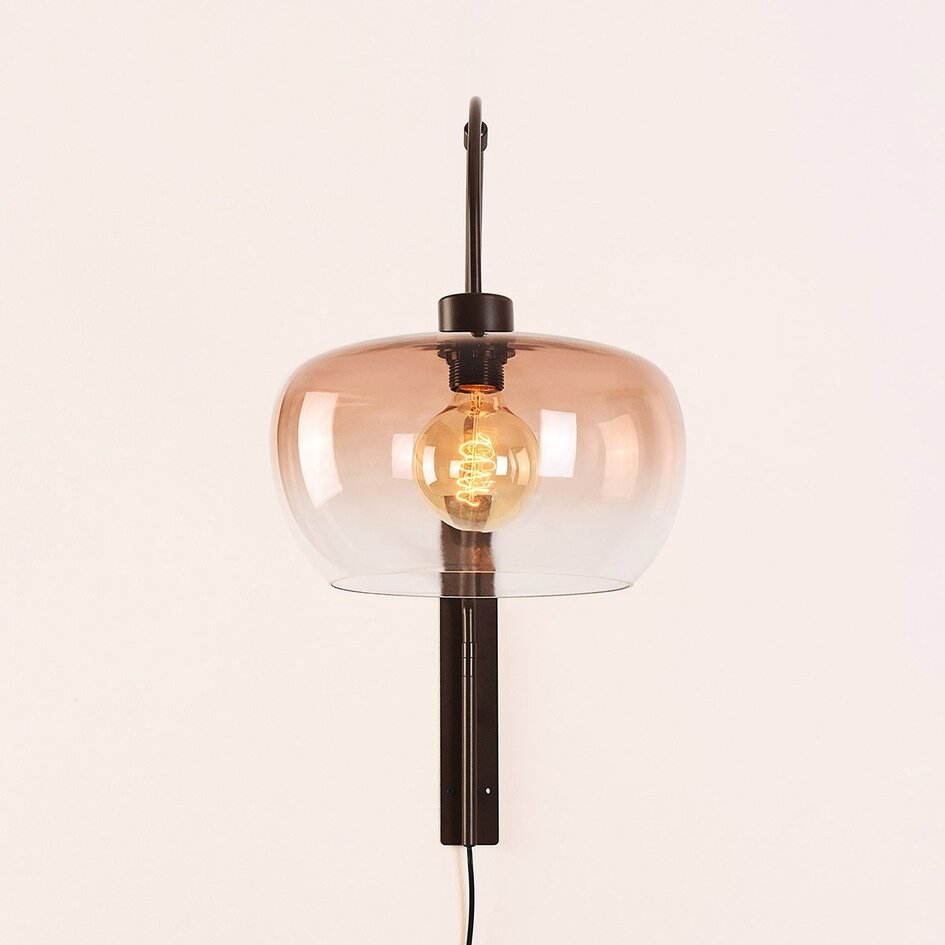 Wandlamp Dasha - draaibare arm met bruin ombre-glas