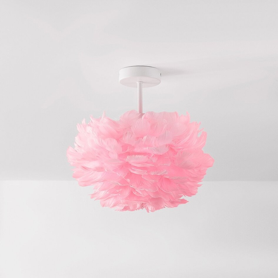 Élégant plafonnier Roselle avec plumes roses
