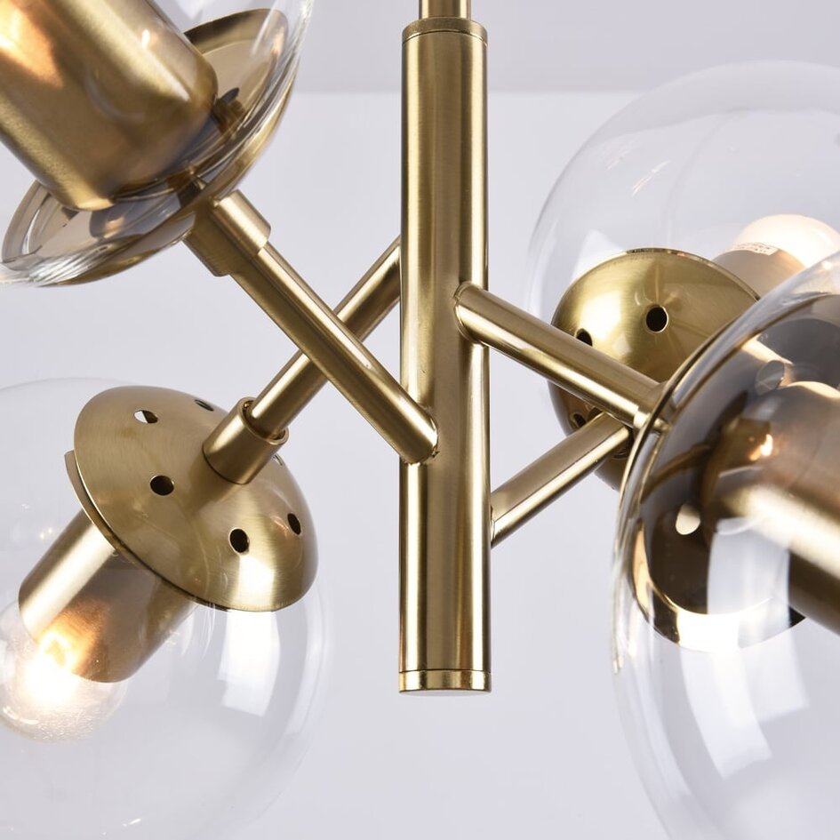 4-lichts hanglamp Florence - transparant glas en goud