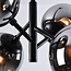 Retro hanglamp zwart met smoke glas en spiegeleffect, 4-lichts - Florence