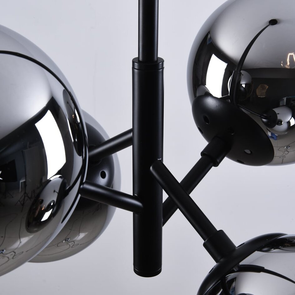 Suspension à 4 lumières Florence - verre fumé effet miroir, noir