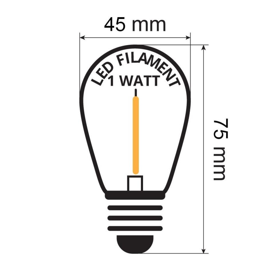 Kit guirlande guinguette, ampoules filament 2W verre clair, dimmables