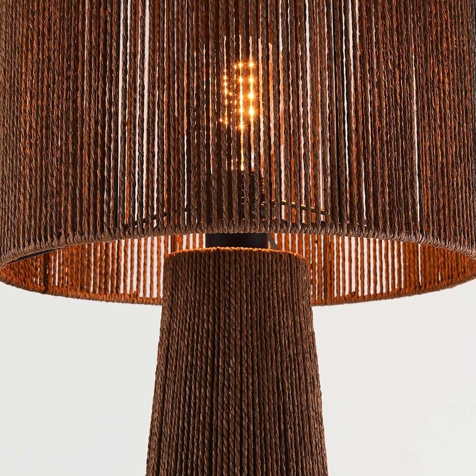 Lampadaire Anori en corde de papier tressée brun foncé