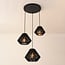 Suspension Ivera à 3 lumières - tressée en noir
