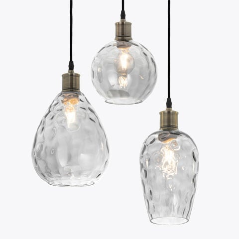 Lampes suspendues en verre transparent
